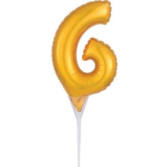 Gold, Arany 6-os szám fólia lufi tortára 15 cm