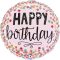 Happy Birthday Pink Confetti mini fólia lufi 19 cm (WP)