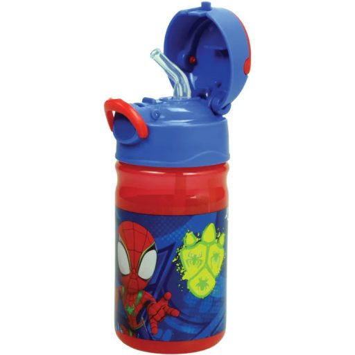 Pókember Spidey Dino Webs műanyag szívószálas kulacs akasztóval 350 ml