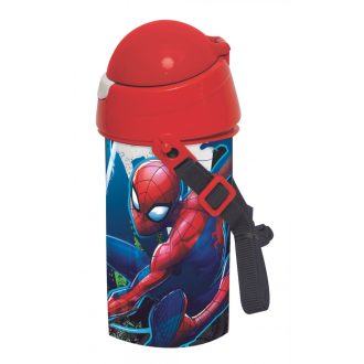   Pókember Dark műanyag szívószálas kulacs akasztóval 500 ml