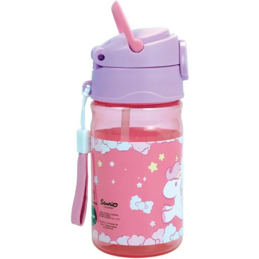 Hello Kitty Unicorn műanyag szívószálas kulacs akasztóval 350 ml