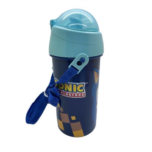 Sonic a sündisznó Speed műanyag szívószálas kulacs akasztóval 500 ml