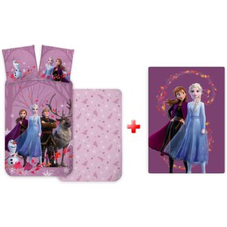   Disney Jégvarázs Purple Wind gyerek, ovis ágyneműhuzat és polár takaró szett