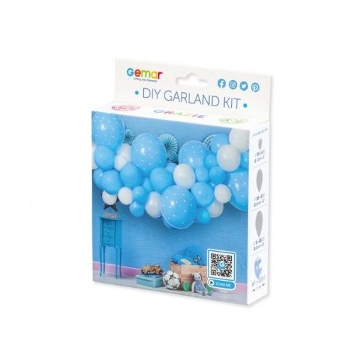 Kék Baby Blue léggömb, lufi girland szett 65 db-os