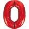 Piros 0-ás Red szám fólia lufi 85 cm