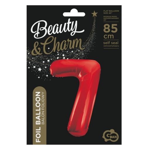 Piros 7-es Red szám fólia lufi 85 cm