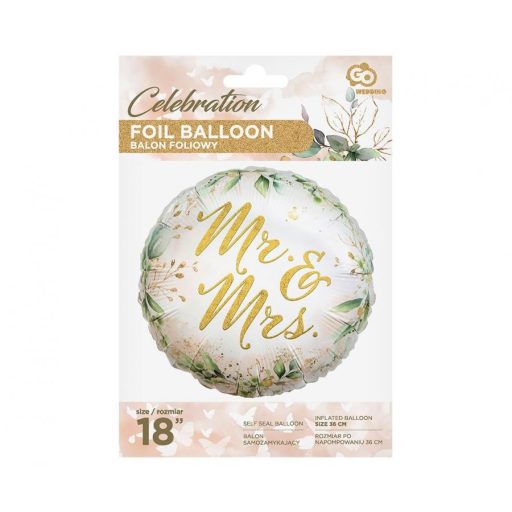 Esküvő Mr & Mrs fólia lufi 36 cm