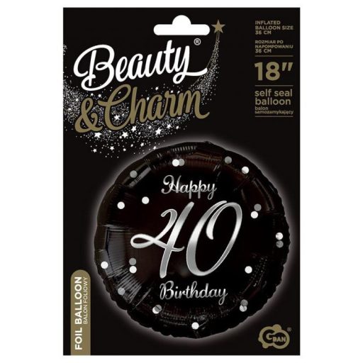 Happy Birthday 40 B&C Silver fólia lufi 36 cm
