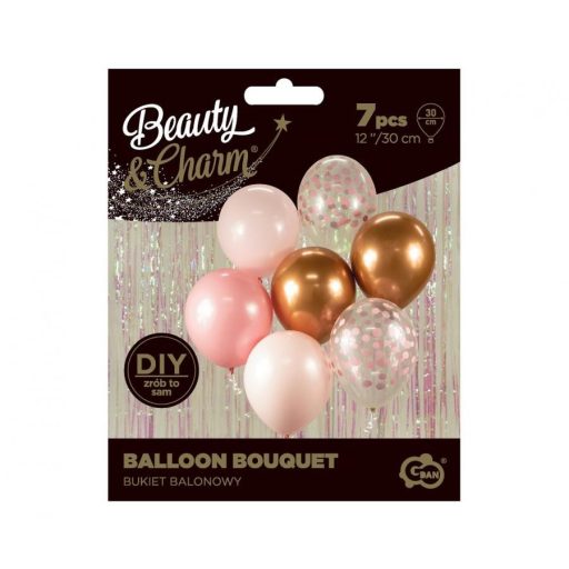 Színes Pink-Copper léggömb, lufi szett 7 db-os 30cm (12 inch)