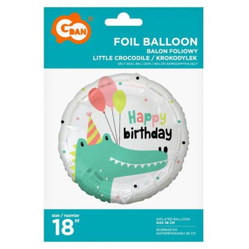 Krokodil Happy Birthday Crocodile fólia lufi 36 cm
