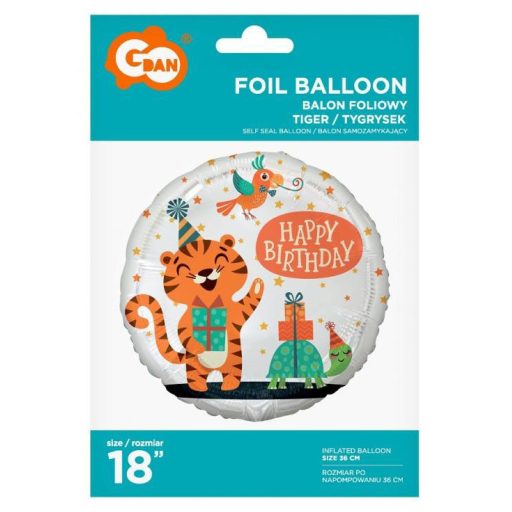 Tigris Happy Birthday Tiger fólia lufi 36 cm