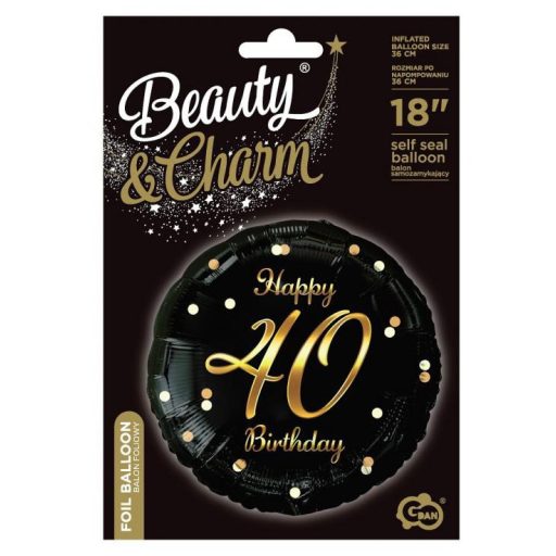 Happy Birthday 40 B&C Gold fólia lufi 36 cm