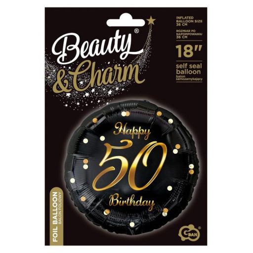 Happy Birthday 50 B&C Gold fólia lufi 36 cm