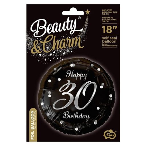 Happy Birthday 30 B&C Silver fólia lufi 36 cm