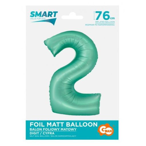 Menta 2-es Mint Mat szám fólia lufi 76 cm