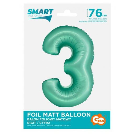 Menta 3-as Mint Mat szám fólia lufi 76 cm