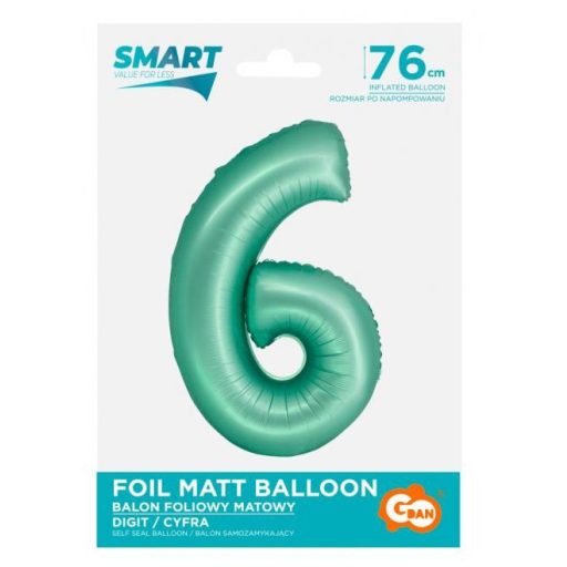 Menta 6-os Mint Mat szám fólia lufi 76 cm