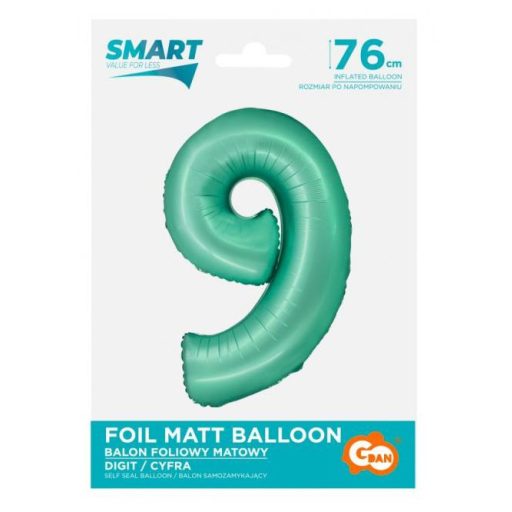 Menta 9-es Mint Mat szám fólia lufi 76 cm