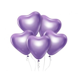   Szív Platinum Light Purple léggömb, lufi 6 db-os 12 inch (30 cm)