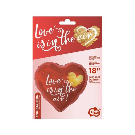 Szerelem Love Is In The Air fólia lufi 37 cm