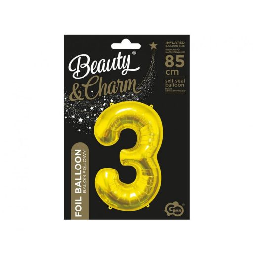 Arany Gold 3-as szám fólia lufi 85 cm