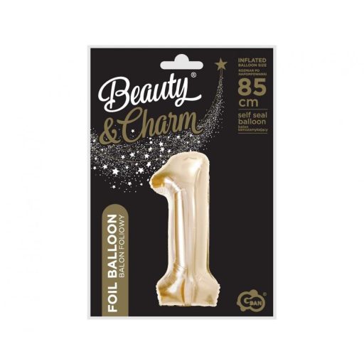 Pezsgőszínű B&C Champagne 1-es szám fólia lufi 85 cm