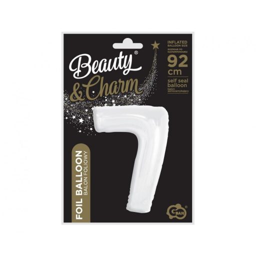Fehér B&C White 7-es szám fólia lufi 92 cm