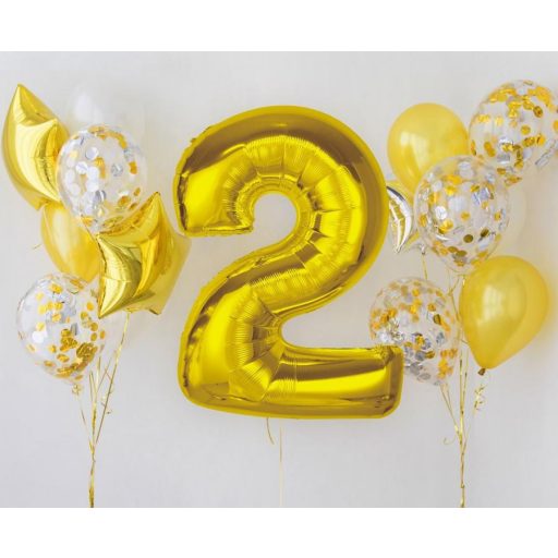 Arany 2-es Gold szám fólia lufi 92 cm