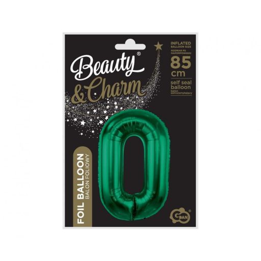 Zöld B&C Bottle Green 0-ás szám fólia lufi 85 cm