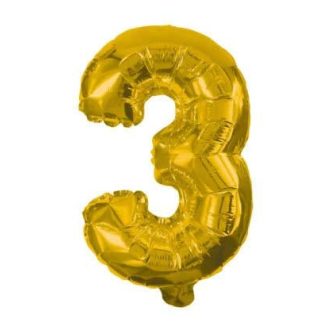 Arany Gold mini 3-as szám fólia lufi 31 cm