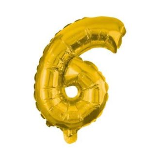 Arany Gold mini 6-os szám fólia lufi 35 cm
