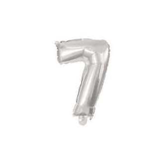 Silver, Ezüst 7-es szám fólia lufi 10 cm