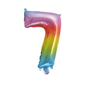   Színes Multicolour Metallic mini 7-es szám fólia lufi 34 cm