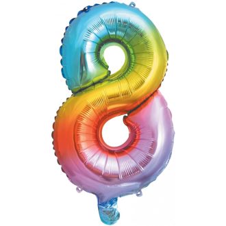   Színes Multicolour Metallic mini 8-as szám fólia lufi 35 cm