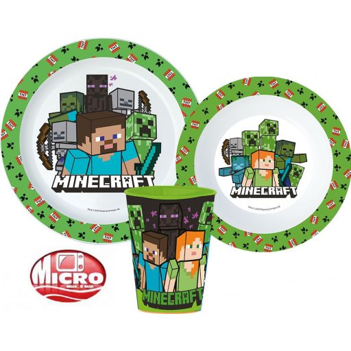 Minecraft Creeper étkészlet, micro műanyag szett, pohárral 260 ml