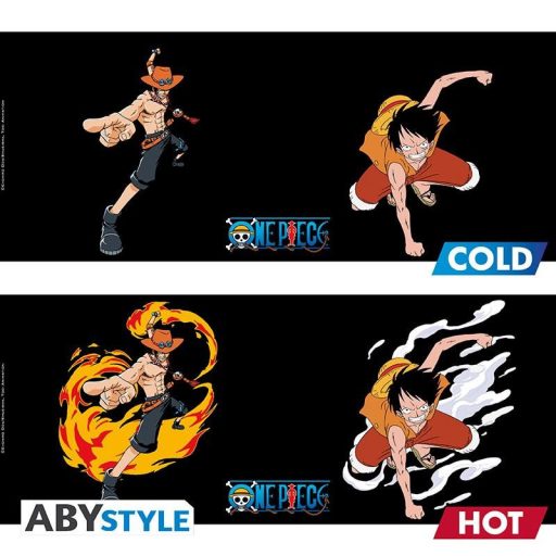 ONE PIECE Hőre változó Bögre (460 ml) Luffy & Ace