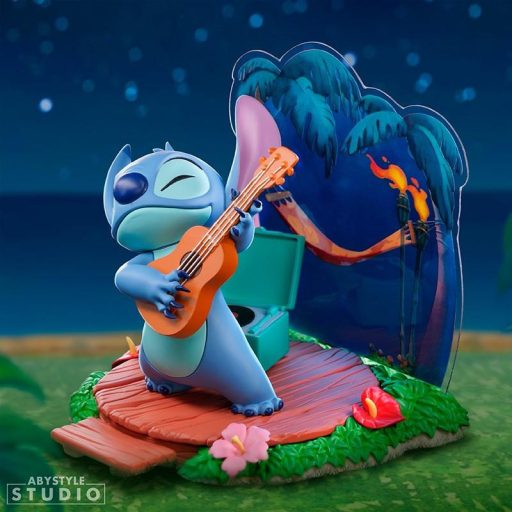 Disney Stitch figura gitárral (magasság: 10 cm)