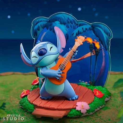 Disney Stitch figura gitárral (magasság: 10 cm)