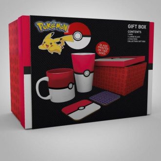   Pokemon - Pokeball ajándék szett: bögre, pohár, 2 x alátét