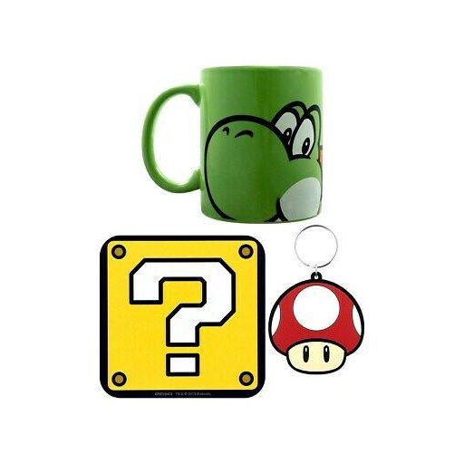 Super Mario (Yoshi verzió) ajándékcsomag: bögre, alátét, kulcstartó