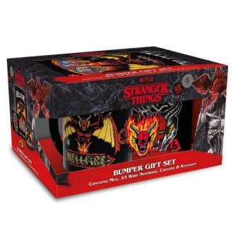   STRANGER THINGS (HELLFIRE CLUB) BUMPER AJÁNDÉK SZETT (Bögre, Alátét, Kulcstartó & Jegyzetfüzet)