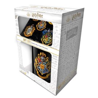   Harry Potter ajándékcsomag Roxfort címer: bögre, poháralátét, kulcstartó