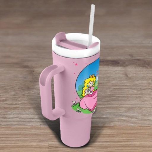 Super Mario (Peach) utazó bögre szívószállal (1180 ml)