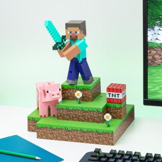 Minecraft Steve Dioráma figura lámpa 30 cm