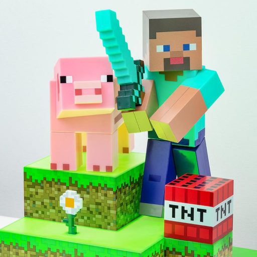 Minecraft Steve Dioráma figura lámpa 30 cm
