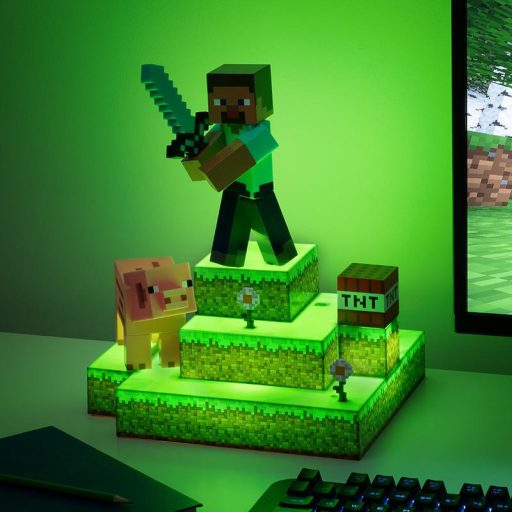 Minecraft Steve Dioráma figura lámpa 30 cm