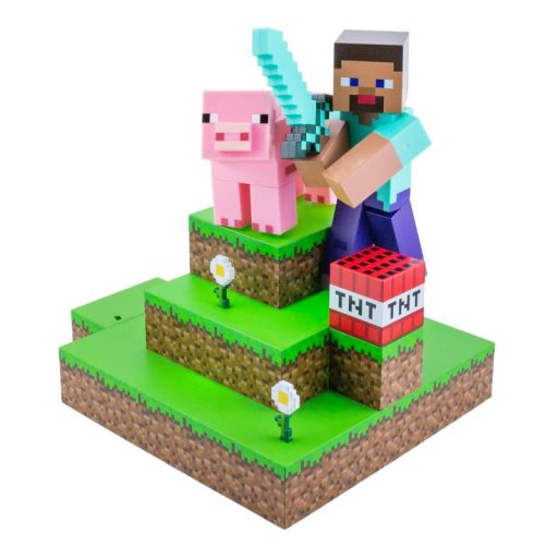 Minecraft Steve Dioráma figura lámpa 30 cm