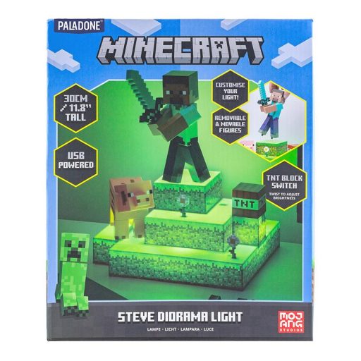 Minecraft Steve Dioráma figura lámpa 30 cm