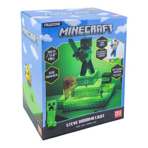 Minecraft Steve Dioráma figura lámpa 30 cm