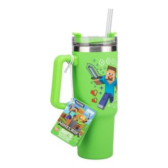 Minecraft szigetelt bögre és szívószál (900 ml) - zöld